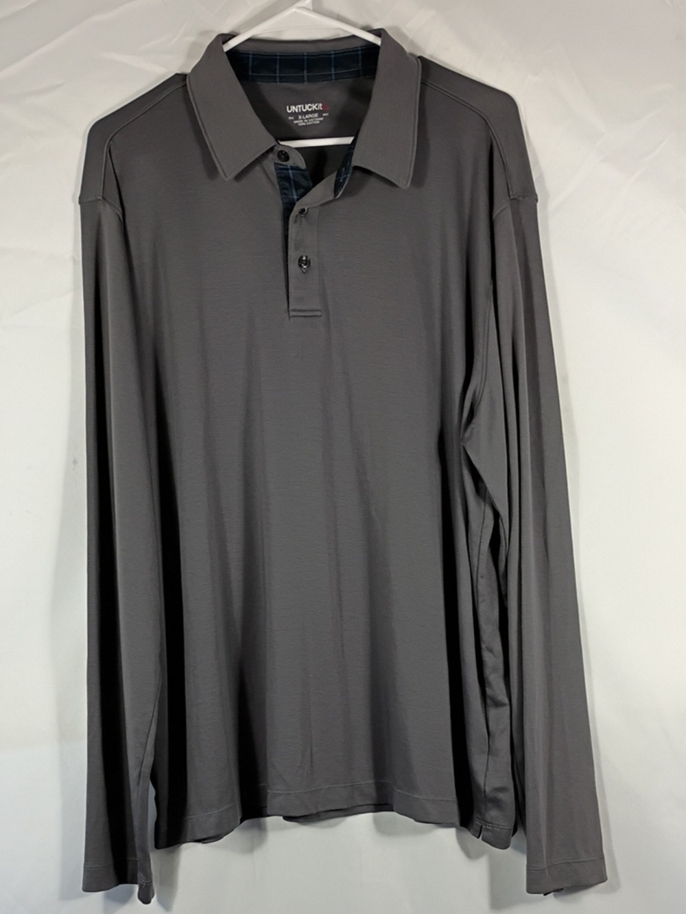 EUC UNTUCKit Damaschino Shirt Placket Dark Gray Sz XL Polo Fall Business Casual